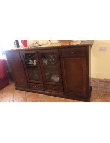 MOBILI 2G - MADIA CREDENZA 4 PORTE LEGNO TINTA NOCE L.205 P.49 H.113 VISTA FRONTALE