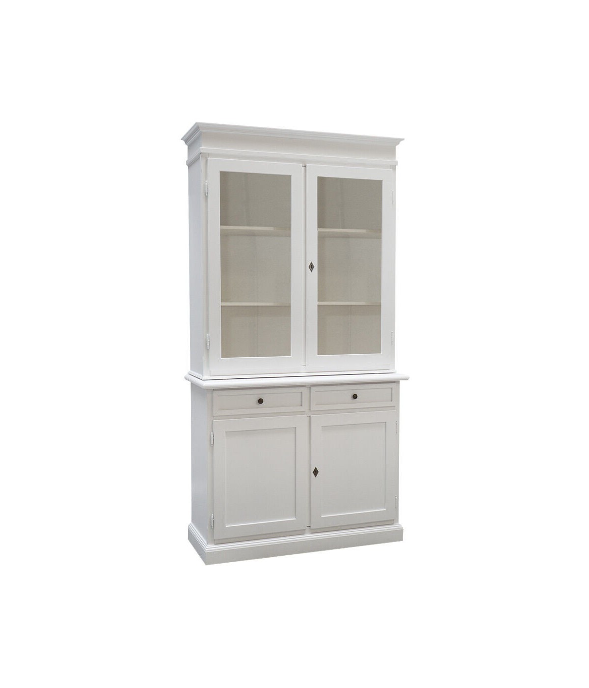 CRISTALLIERA 2 PORTE ARTE POVERA LEGNO SHABBY BIANCO 105X42X205 (1383)