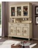 MOBILI 2G - cristalliera provenzale in legno shabby avorio ocra 3 porte 160x50x221 (1460+1461) vista frontale