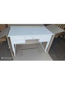 MOBILI 2G - SCRIVANIA ARTE POVERA 5 CASSETTI LEGNO BIANCO 130x65x81 vista frontale