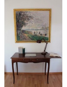 MOBILI 2G - Scrivania classico in arte povera noce scuro 108x56x80 VISTA COMPLETA