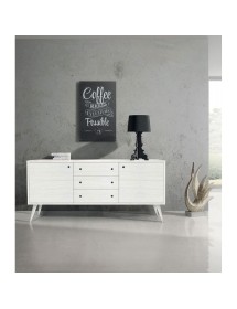 MOBILI 2G - CREDENZA ABETE SPAZZOLATO LACCATO BIANCO 185X50X84