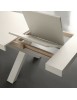 MOBILI 2G - TAVOLO RETTANGOLARE ALLUNGABILE TINTA BIANCO CONSUMATO NATURALE 180X100X77 VISTA APERTURA ALLUNGA