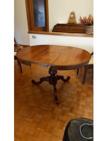 Tavolo rotondo allungabile in legno noce Bassano arte povera 120x120 cm