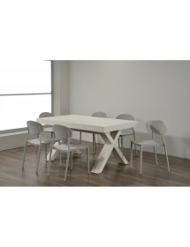 MOBILI 2G - TAVOLO RETTANGOLARE A CROCE ALLUNGABILE BIANCO CONSUMATO NOBILITATO L.160 P.90 H.76