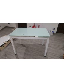 MOBILI 2G - TAVOLO DA PRANZO PIANO IN VETRO ALLUNGABILE 110x70 H 76 vista laterale