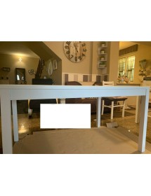 MOBILI 2G - TAVOLO MODERNO ALLUNGABILE BIANCO FRASSINATO 140x90x76H (609) VISTA FRONTALE