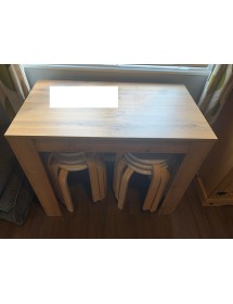 MOBILI 2G - CONSOLLE-TAVOLO IN ROVERE NODATO NOBILITATO CON 4 ALLUNGHE DA 45 CM MISURA L.90 P.50 H.75 (1653) vista frontale