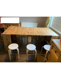 CONSOLLE-TAVOLO IN ROVERE NODATO NOBILITATO CON 4 ALLUNGHE DA 45 CM MISURA L.90 P.50 H.75 (1653)
