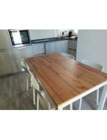 TAVOLO MODERNO ROVERE ALLUNGABILE GAMBE BIANCHE 110X70x78 (835) VISTA FRONTALE