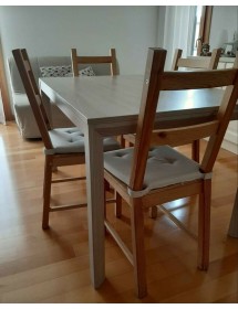 MOBILI 2G - Tavolo moderno rettangolare tortora allungabile 130x85 H77 vista completa