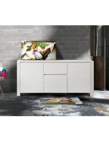 MOBILI 2G - MADIA MODERNA 2 ANTE E 2 CASSETTI ABETE BIANCO SPAZZOLATO  L.185P.50H.84 VISTA FRONTALE