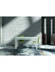 MOBILI 2G - Tavolo Abete bianco spazzolato allungabile misure 140x90 con 2 allunghe da 40 cm VISTA LATERALE