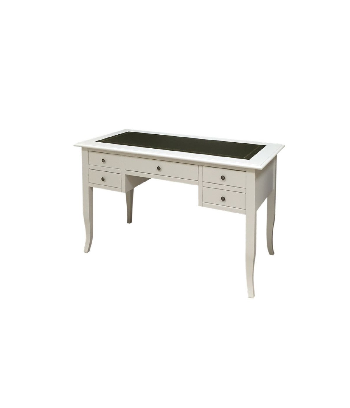 MOBILI 2G - SCRIVANIA ARTE POVERA LEGNO BIANCO INSERTO ECOPELLE 130X65x81