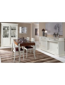 MOBILI 2G - Tavolo rettangolare in legno bicolore 120x85x81 cm fisso vista frontale