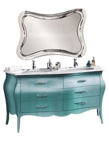 MOBILI 2G - MOBILE BAGNO CON DOPPIO LAVABO - VERDE MADREPERLATO 162X58X83 vista frontale