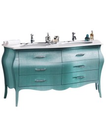 MOBILI 2G - MOBILE BAGNO CON DOPPIO LAVABO - VERDE MADREPERLATO 162X58X83 vista frontale
