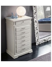 MOBILI 2G - CASSETTIERA SETTIMANALE IN LEGNO BIANCO 7 CASSETTI 71x53x117 vista frontale