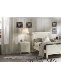 MOBILI 2G - CAMERA DA LETTO COMPLETA IN LEGNO SHABBY CHIC vista letto e comodino