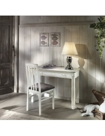 MOBILI 2G - CAMERA DA LETTO COMPLETA IN LEGNO SHABBY CHIC vista scrittoio e sedia