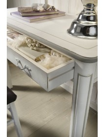 MOBILI 2G - CAMERA DA LETTO COMPLETA IN LEGNO SHABBY CHIC vista scrittoio con cassetto aperto
