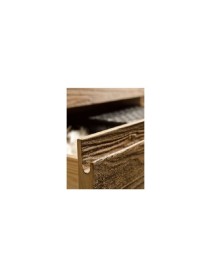 MOBILI 2G - COMODINO IN LEGNO MASSELLO SHABBY 2 CASSETTI L.55 P.38 H. 46﻿ vista frontale apertura cassetto