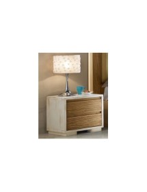 MOBILI 2G - COMODINO IN LEGNO MASSELLO SHABBY 2 CASSETTI L.55 P.38 H. 46﻿ vista frontale