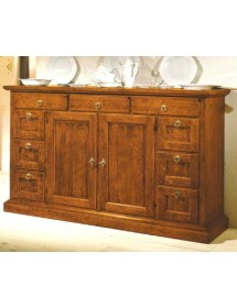 MOBILI 2G - MADIA CREDENZA IN LEGNO MASSELLO 2 ANTE E 9 CASSETTI 160X45X95