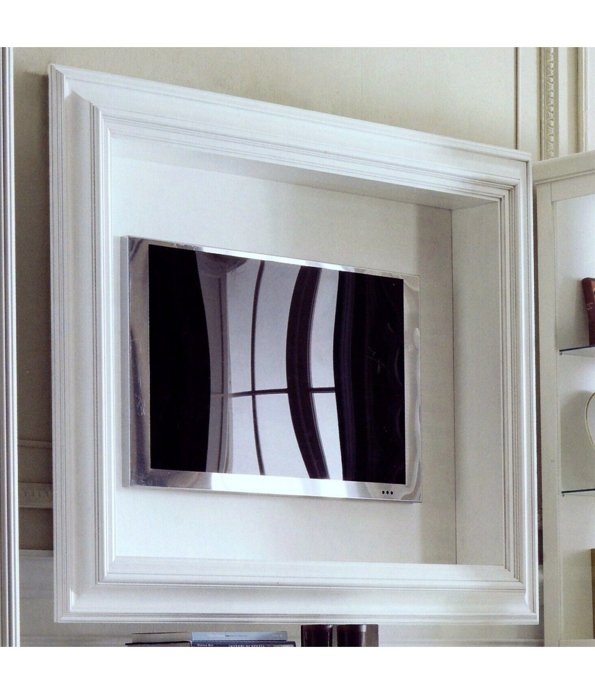CORNICE PORTA TV IN LEGNO A PARETE LACCATO O NOCE x SOGGIORNO