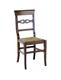 MOBILI 2G - SET 2 SEDIE IN LEGNO MASSELLO TINTA NOCE SCURO SEDUTA PAGLIA