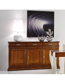 MOBILI 2G - MADIA CREDENZA 3 PORTE 3 IN LEGNO TINTA NOCE L.180 x P.48 H.100 (3074) VISTA FRONTALE