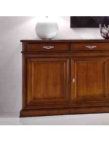 MOBILI 2G - MADIA CREDENZA 3 PORTE 3 IN LEGNO TINTA NOCE L.180 x P.48 H.100 (3074) VISTA FRONTALE