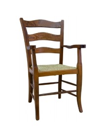 MOBILI 2G - SET 2 CAPOTAVOLA MONTANARA IN LEGNO TINTA NOCE SEDUTA PAGLIA