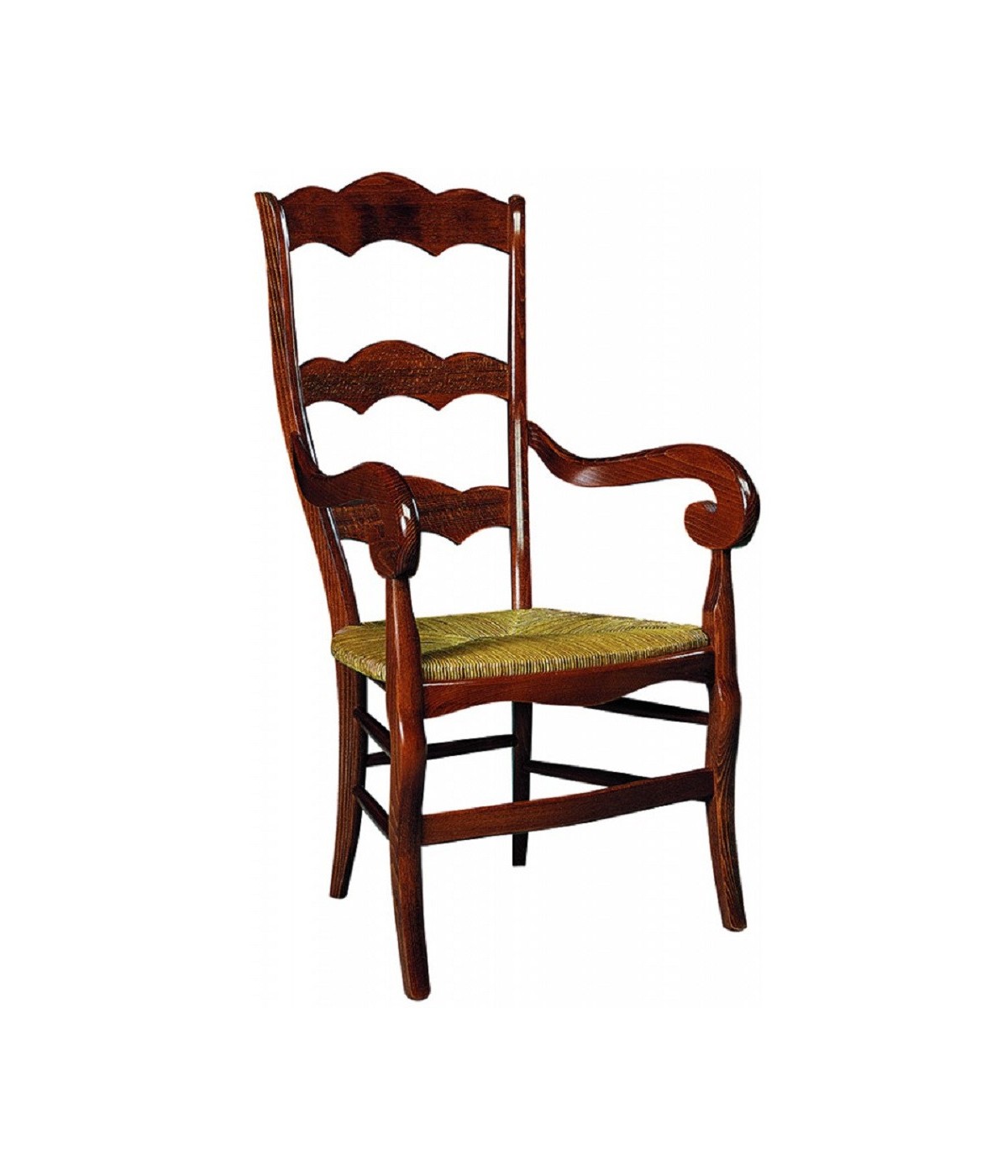 MOBILI 2G - CAPOTAVOLA IN LEGNO TINTA NOCE SEDUTA PAGLIA