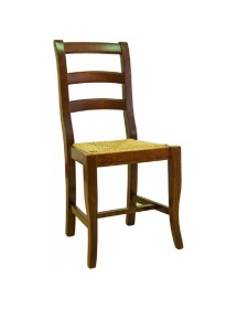 MOBILI 2G - SET 2 SEDIE IN LEGNO MASSELLO TINTA NOCE SEDUTA PAGLIA