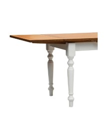 MOBILI 2G - Tavolo da pranzo legno Allungabile country Chic Piano Rovere e Bianco 140X85 h.78 vista laterale aperto