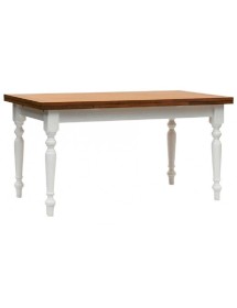 MOBILI 2G - Tavolo da pranzo legno Allungabile country Chic Piano Rovere e Bianco 90x90 LIBRO vista laterale