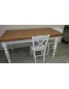 MOBILI 2G - Tavolo da pranzo legno Allungabile country Chic Piano Rovere e Bianco 90x90 LIBRO vista laterale