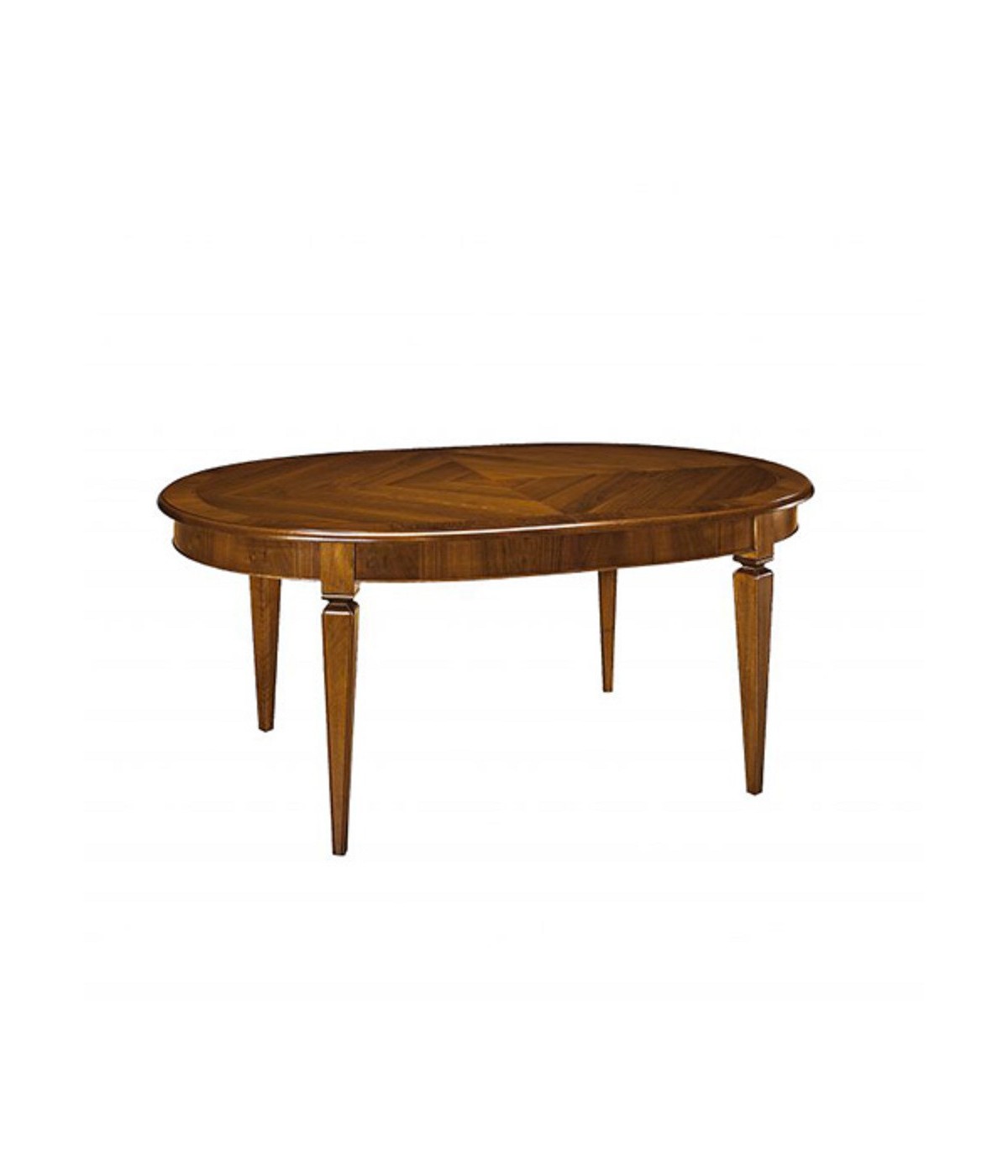 MOBILI 2G - TAVOLO OVALE ALLUNGABILE IN LEGNO MASSELLO DI NOCE L.150 P.110 H.78