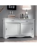 MOBILI 2G - MADIA CREDENZA IN LEGNO MASSELLO 2 ANTE SCORREVOLI 2 CASSETTI BIANCO L.160 P.50 H.95