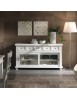 MOBILI 2G - CREDENZA IN LEGNO MASSELLO 2 ANTE SCORREVOLI LACCATO BIANCO OPACO L.160 P.45 H.86