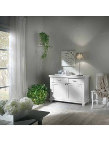 Madia Bianca in Legno Massello 2 Ante 2 Cassetti | 120x45x83 cm - Varie Finiture