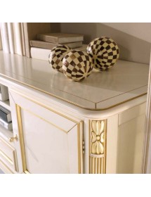 PORTA TV 2 ANTE SHABBY IN LEGNO BIANCO/ORO L.181 P.52 H.65