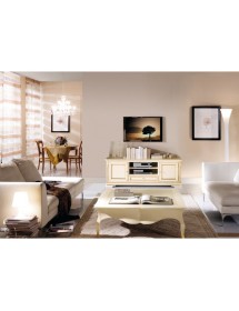 PORTA TV 2 ANTE SHABBY IN LEGNO BIANCO/ORO L.181 P.52 H.65