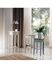 MOBILI 2G - PORTA VASI SHABBY 1 CASSETTO IN LEGNO LACCATO BIANCO L.32 P.32 H.80