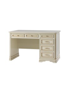 SCRIVANIA SHABBY 6 CASSETTI LEGNO BIANCO/ORO/ARGENTO L.140 P.85 H.82