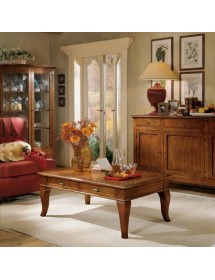 MOBILI 2G - TAVOLINO SHABBY 2 CASSETTI LEGNO MASSELLO TINTA NOCE L.120 P.80 H.48