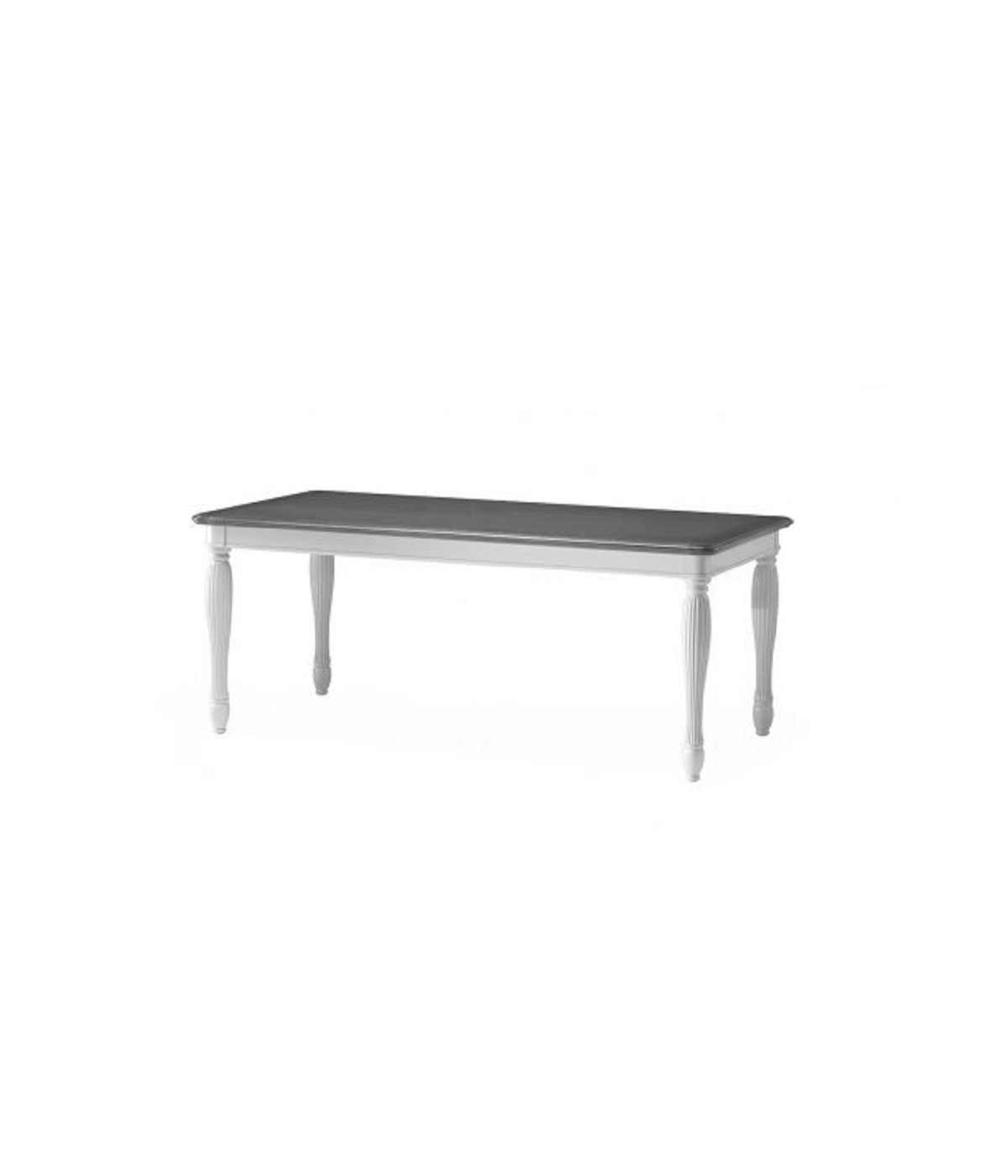 MOBILI 2G - TAVOLINO RETTANGOLARE SHABBY IN LEGNO BIANCO/GRIGIO L.120 P.80 H.52