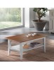MOBILI 2G - TAVOLINO SHABBY RETTANGOLARE IN LEGNO BIANCO/NATURALE L.100 P.60 H.45