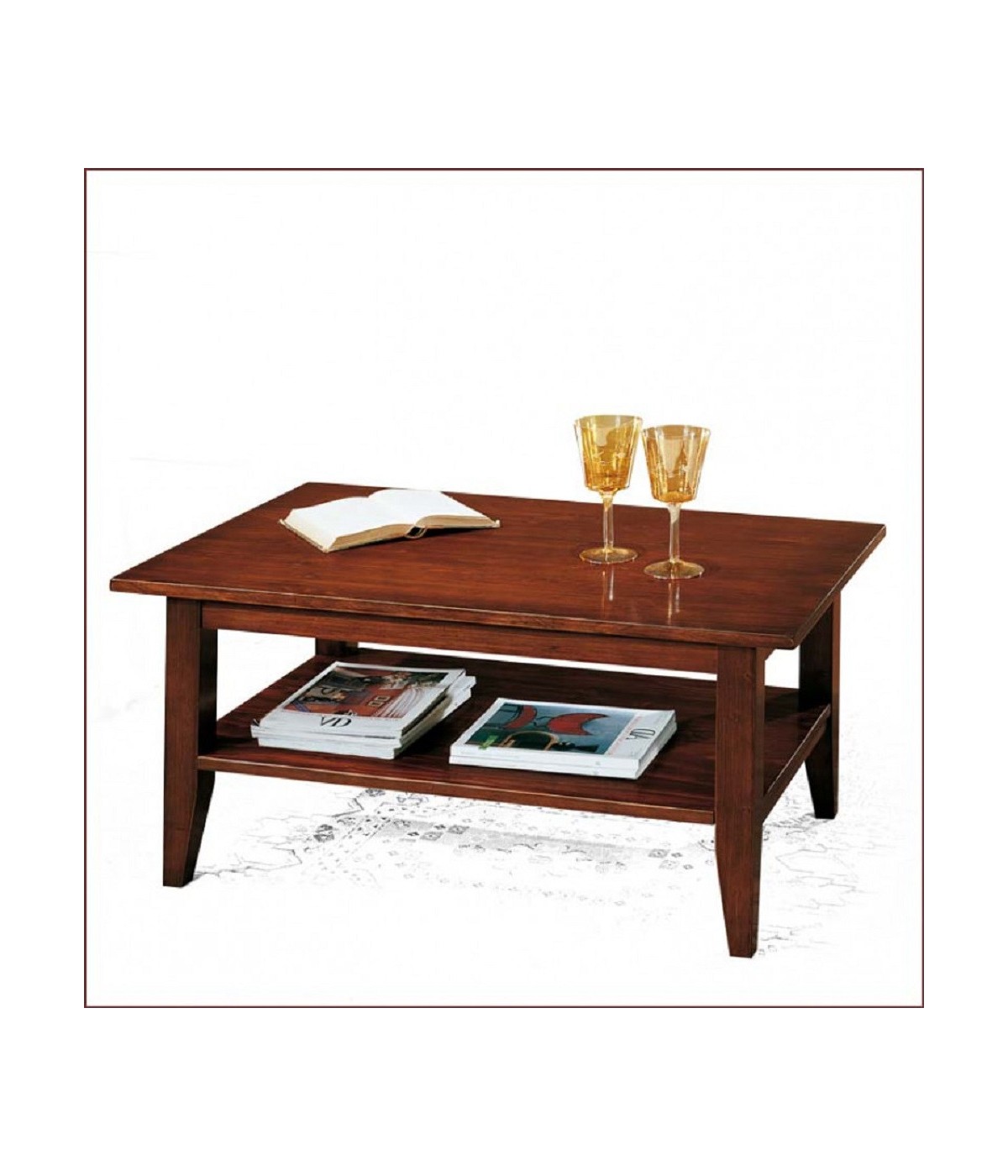 MOBILI 2G - TAVOLINO RETTANGOLARE IN LEGNO TINTA NOCE L.100 P.60 H.45